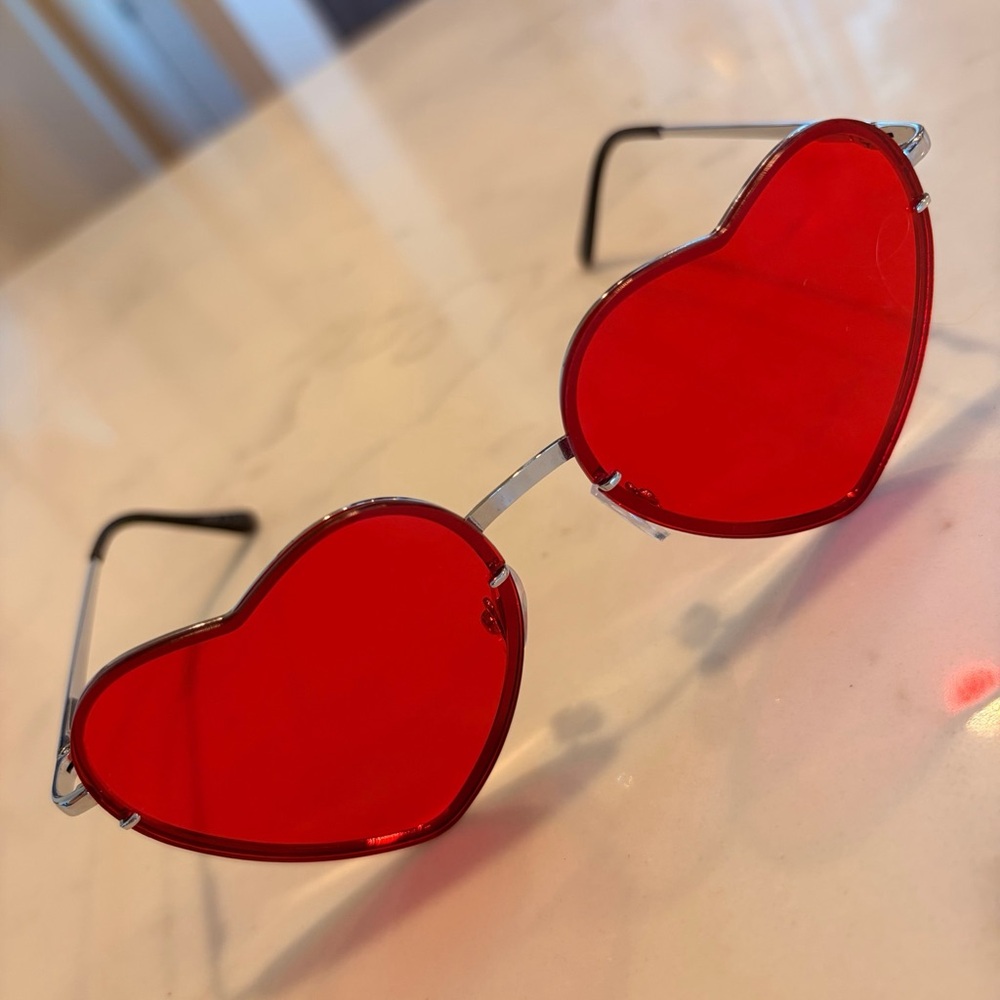 Rad + Refined Red Tinted Heart Sunglasses
